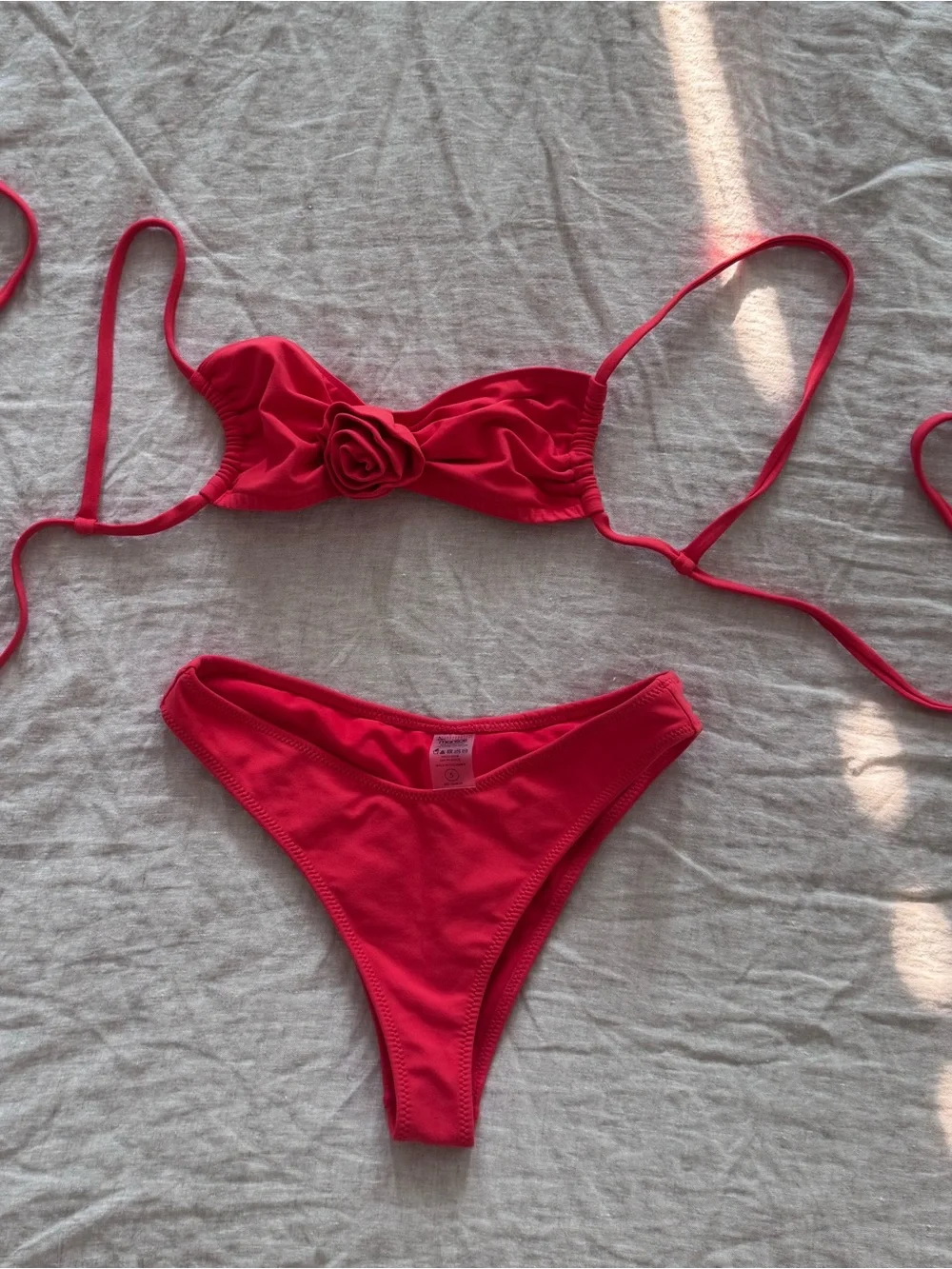 Montce Rosa Devin Bikini Top + Lulu Bottoms Cherry Size Small